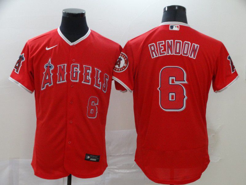 Men Los Angeles Angels 6 Rendon Red Nike Elite MLB Jerseys